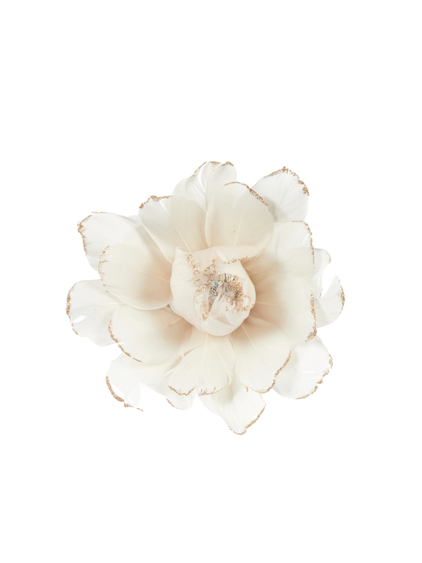 Holly & Ivy Feather Flower Clip Champagne