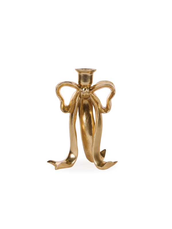 Holly & Ivy Gilded Bow Candle Holder Gold Large