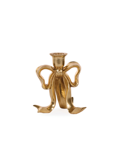 Holly & Ivy Gilded Bow Candle Holder Gold Small