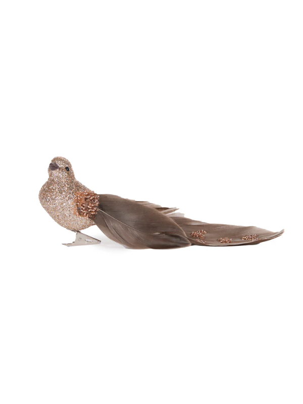 Holly & Ivy Natural Feather Bird Clip Champagne