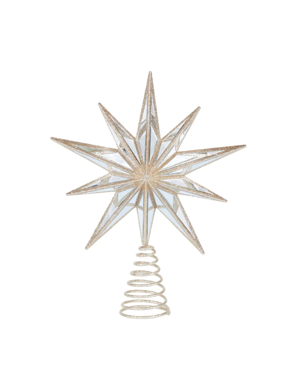 Holly & Ivy 9 Point Mirrored Star Tree Topper Champange