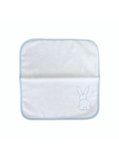 Home & Abroad Baby Face Washer White Velour with Blue Bunny