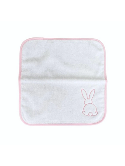 Home & Abroad Baby Face Washer White Velour with Pink Bunny