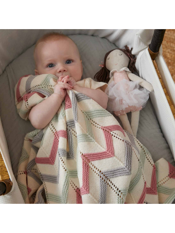 Jiggle & Giggle Blush Zig-Zag Knit Blanket