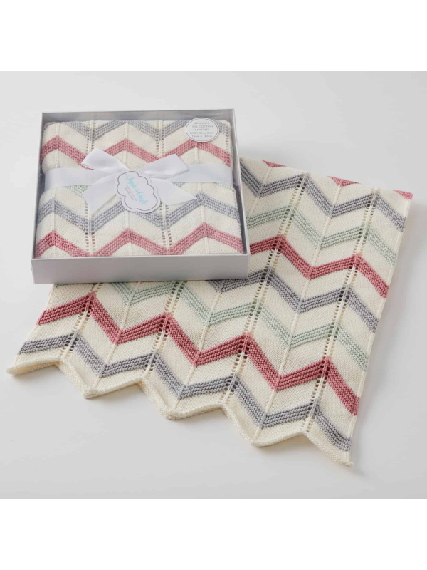 Jiggle & Giggle Blush Zig-Zag Knit Blanket