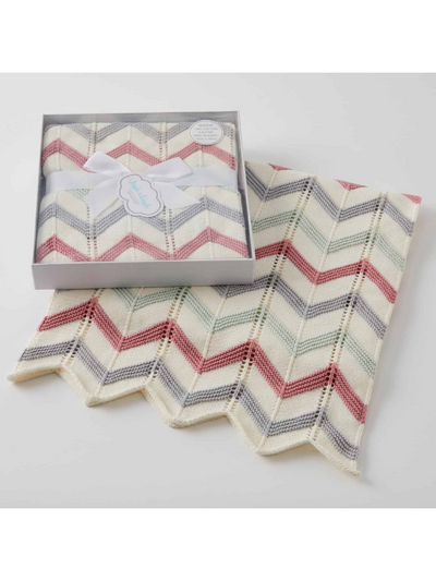 Jiggle & Giggle Blush Zig-Zag Knit Blanket