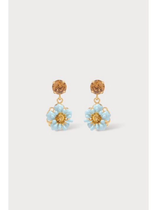 Julie Sion Camelia Baby Earrings Blue & Gold