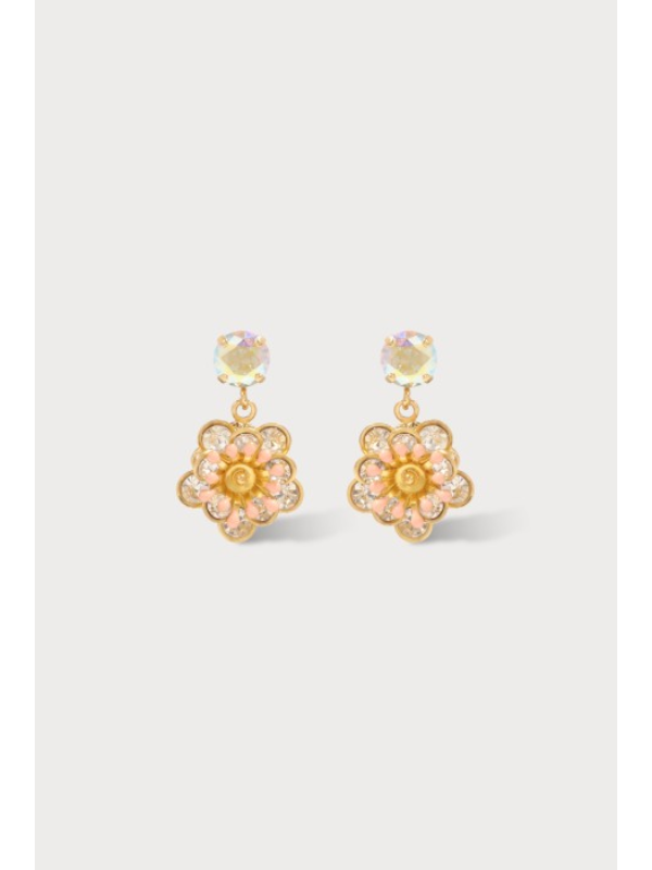 Julie Sion Camelia Baby Earrings Crystal & Gold