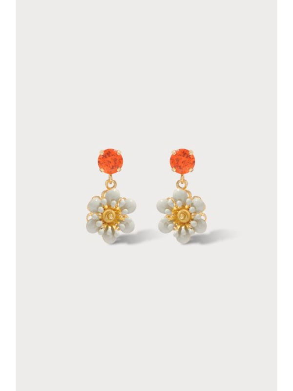 Julie Sion Camelia Baby Earrings Grey & Gold