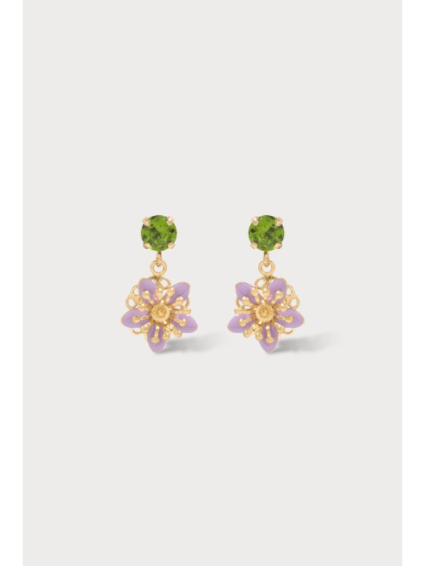 Julie Sion Camelia Baby Earrings Mauve & Gold