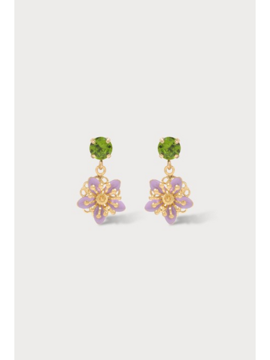 Julie Sion Camelia Baby Earrings Mauve & Gold