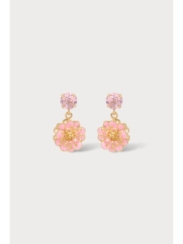 Julie Sion Camelia Baby Earrings Pink & Gold