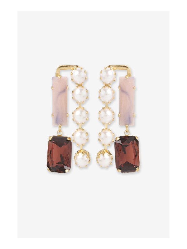 Julie Sion Nobilis Chain Earrings Pink & Gold