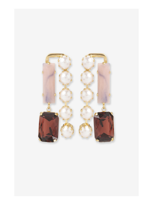 Julie Sion Nobilis Chain Earrings Pink & Gold