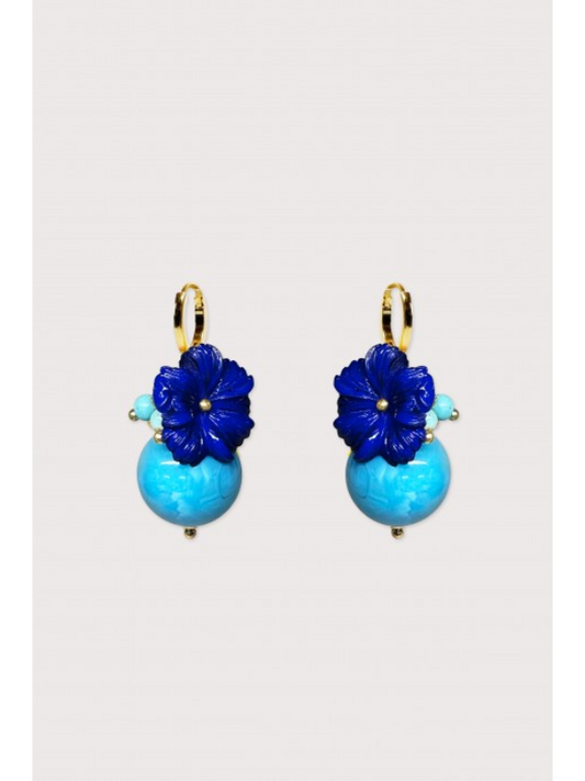 Julie Sion Oxford Ball Earrings Blue & Gold