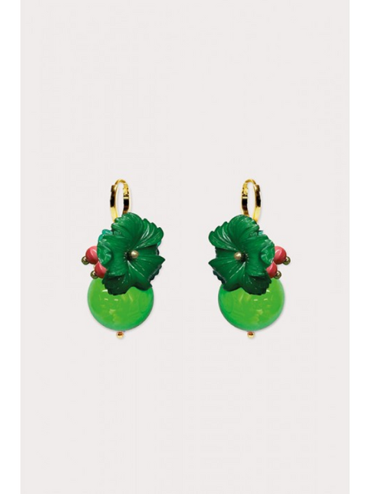 Julie Sion Oxford Ball Earrings Green & Gold