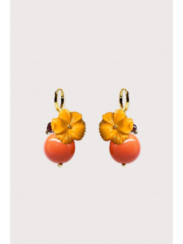 Julie Sion Oxford Ball Earrings Orange & Gold