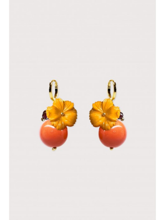 Julie Sion Oxford Ball Earrings Orange & Gold