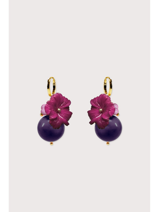 Julie Sion Oxford Ball Earrings Purple & Gold