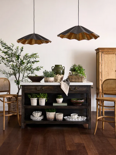 French Country Lars Kitchen Island Aged Black Large