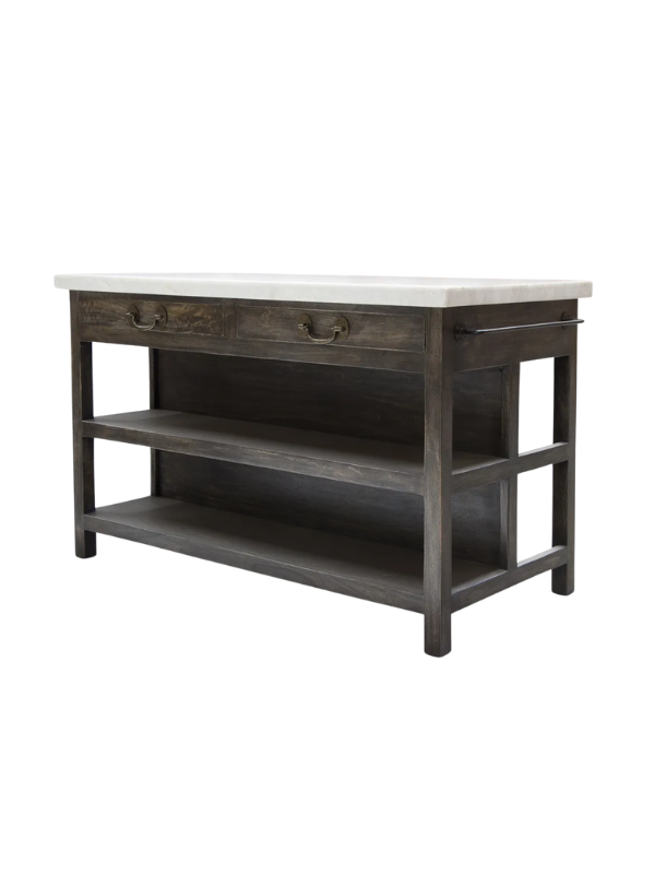 French Country Lars Kitchen Island Aged Black Large