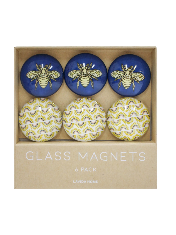 LaVida Glass Magnets Bee Set of 6