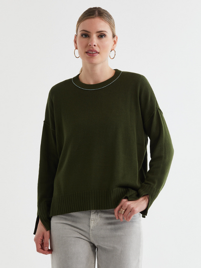 LD+CO Basic Crew Olive Front