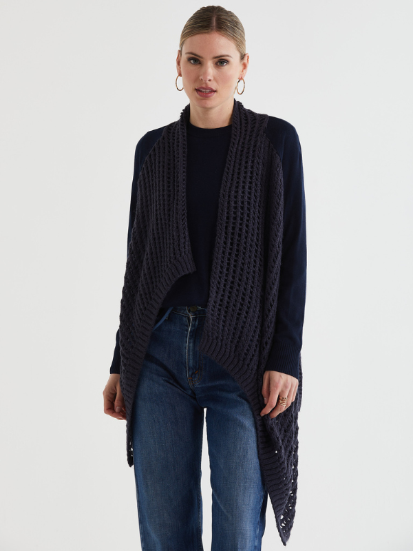 LD+CO Lofty Lace Cardi Navy Front