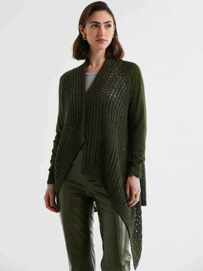 LD+CO Lofty Lace Cardi Olive Front