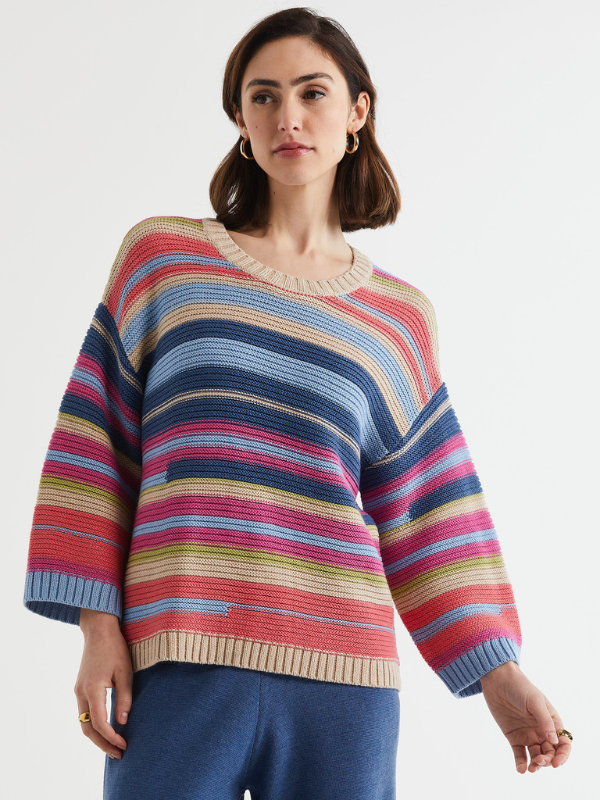 LD+CO Multi Stripe Jumper Oat Front