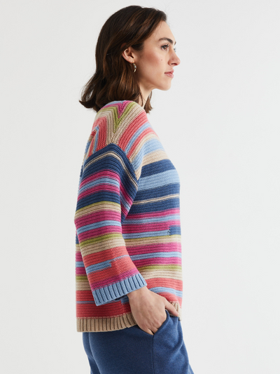 LD+CO Multi Stripe Jumper Oat Side