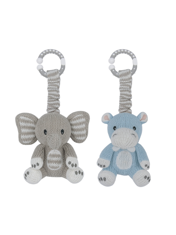 Living Textiles 2pk Stroller Toys Elephant & Hippo