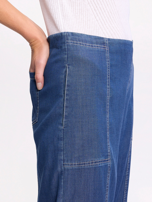 Marco Polo 3/4 Wide Leg Denim Jeans Denim Detail