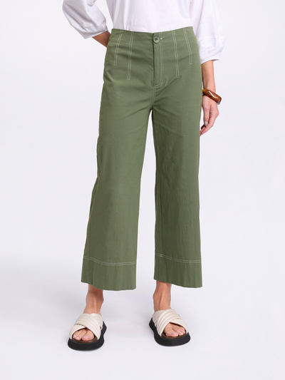 Marco Polo 3/4 Wide Leg Pants Olive Front