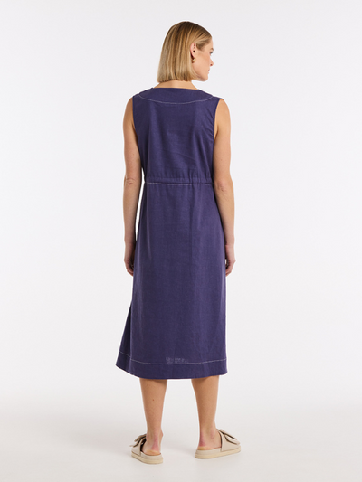 Marco Polo Sleeveless Tab Detail Dress French Blue Back