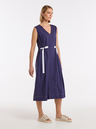 Marco Polo Sleeveless Tab Detail Dress French Blue Side