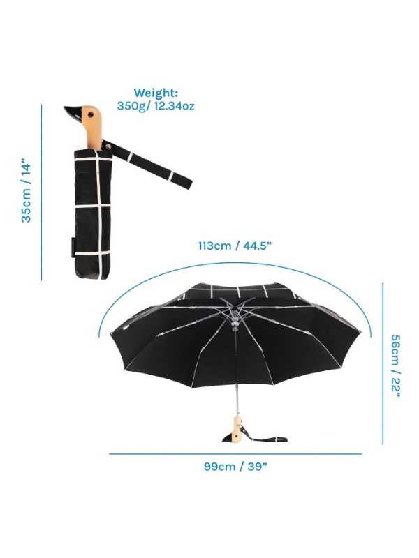 Original Duckhead Compact Umbrella Black Grid