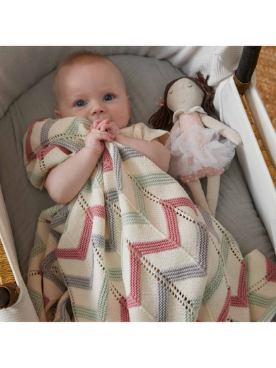 Pilbeam Living Blush Zig Zag Crochet Baby Blanket