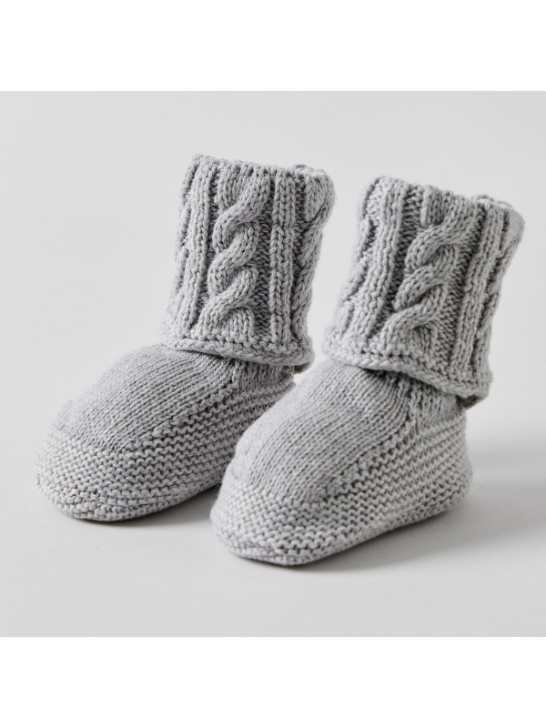 Pilbeam Living Cable Knit Booties Grey