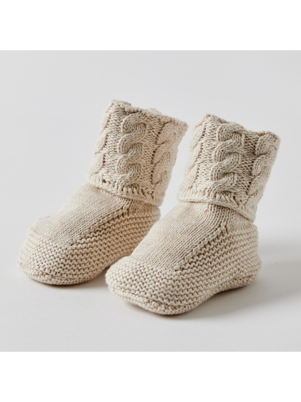 Pilbeam Living Cable Knit Booties Natural