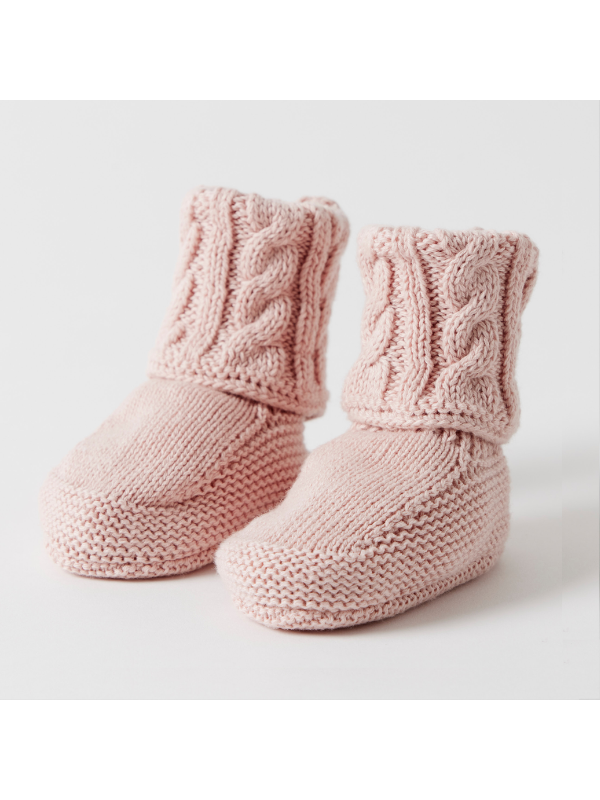Pilbeam Living Cable Knit Booties Pink