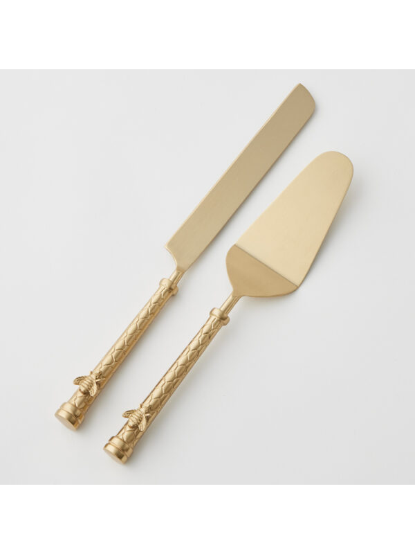 Pilbeam Living Honeycomb Cake Servers Gold