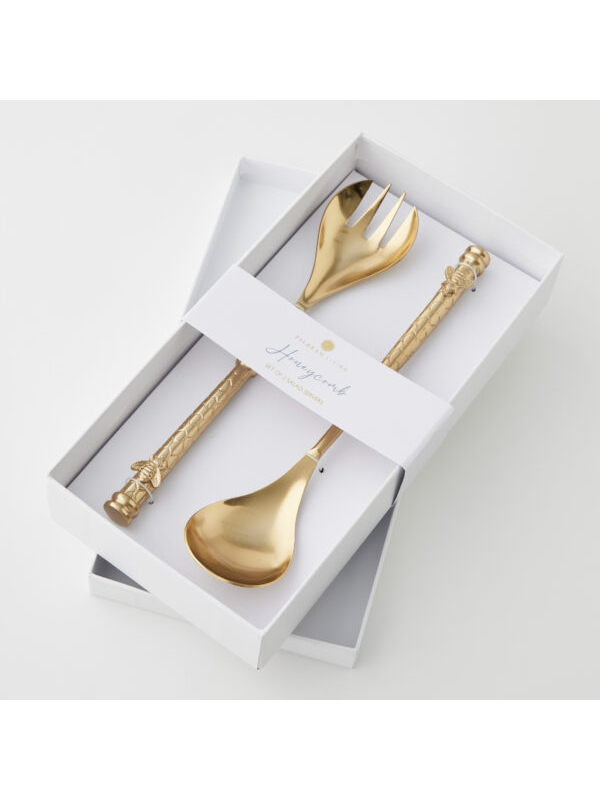 Pilbeam Living Honeycomb Salad Servers Gold