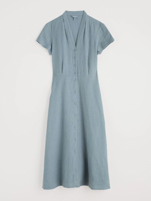 Seasalt Cornwall Carved Wood Midi Dress Hail Flat Lay