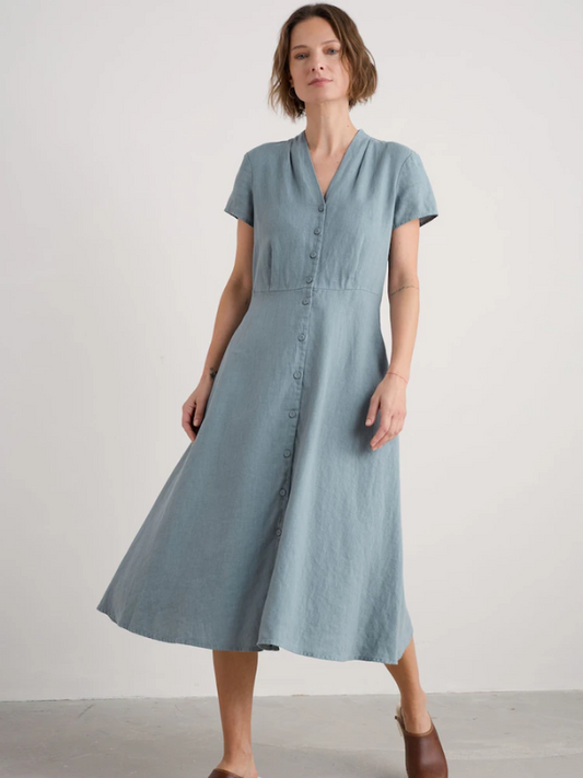 Seasalt Cornwall Carved Wood Midi Dress Hail Front