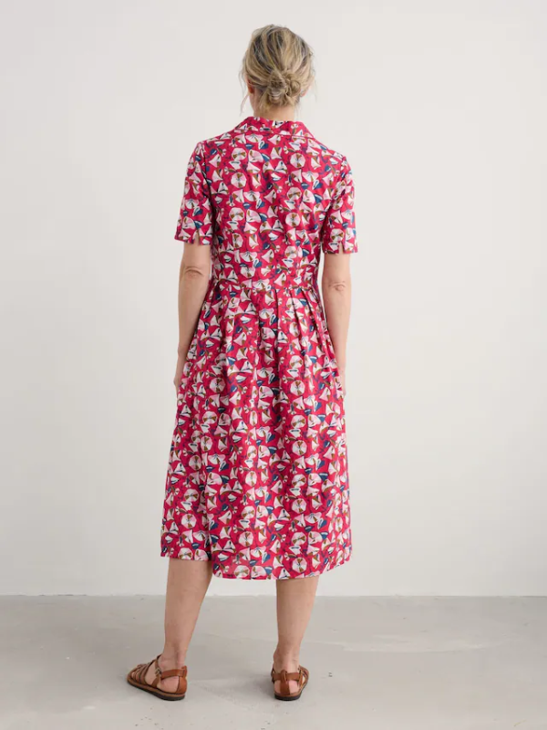Seasalt Cornwall Charlotte Dress Parasol Floral Raspberry Back