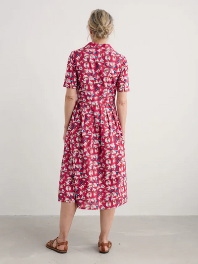 Seasalt Cornwall Charlotte Dress Parasol Floral Raspberry Back