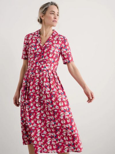 Seasalt Cornwall Charlotte Dress Parasol Floral Raspberry Detail
