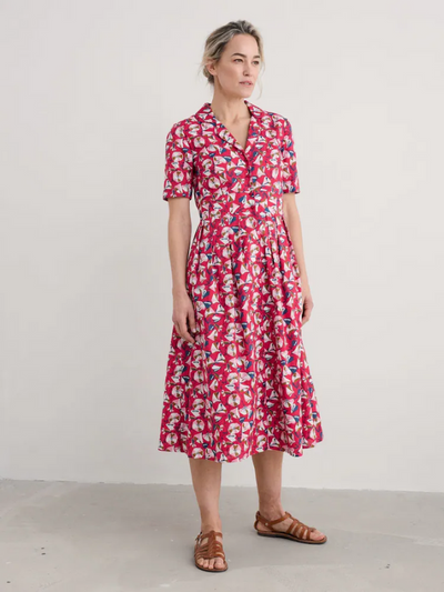 Seasalt Cornwall Charlotte Dress Parasol Floral Raspberry Front