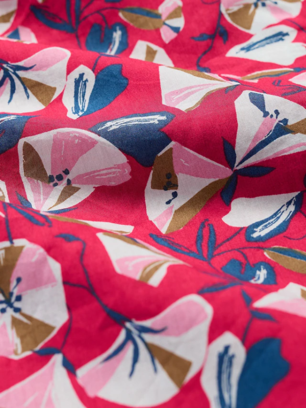 Seasalt Cornwall Charlotte Dress Parasol Floral Raspberry Swatch